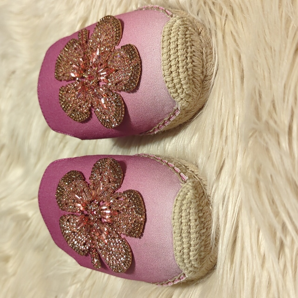 Jeweled Floral sunset Ombre Espadrille Slides mules size 5.5 M - Picture 4 of 10